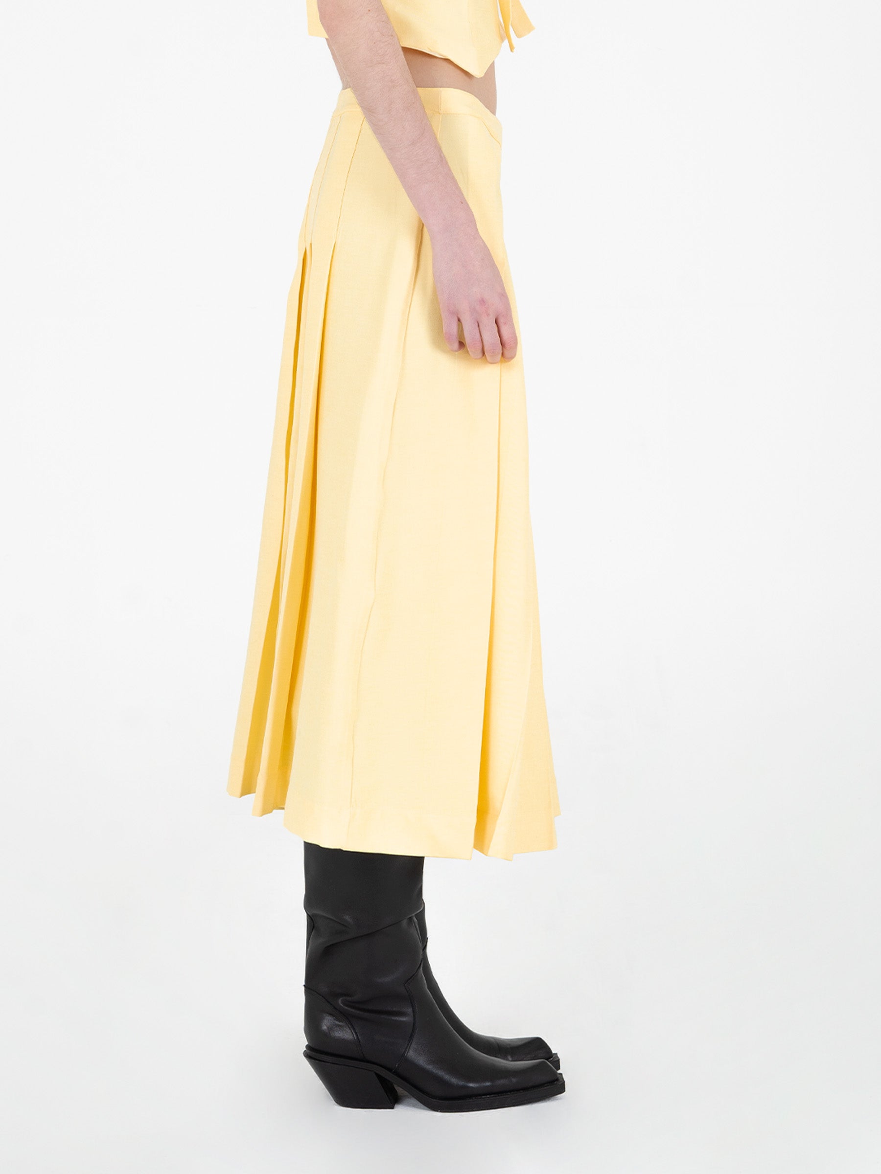 Harlem Yellow Pleated Skirt falda