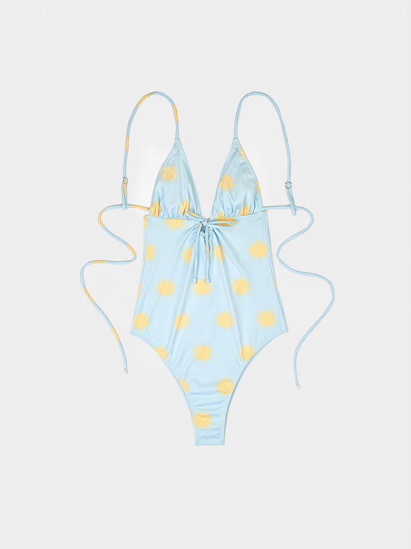 Illusion Sun-Printed Blue Swimsuit accesorios