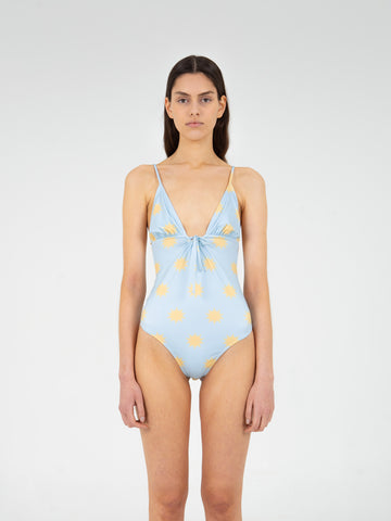 Illusion Sun-Printed Blue Swimsuit
