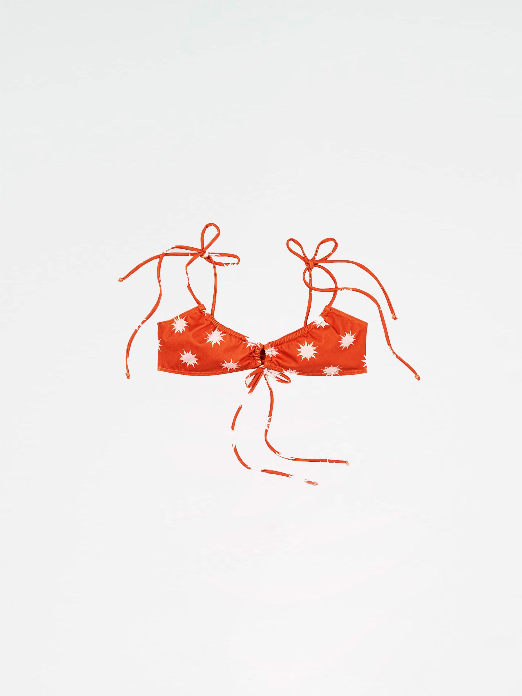 Illusion Sun-Printed Red Bikini Top accesorios