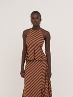 Completa tu look con Immortal Burgundy and Yellow Contrast Stripes and Polka Dot Occasion Top 