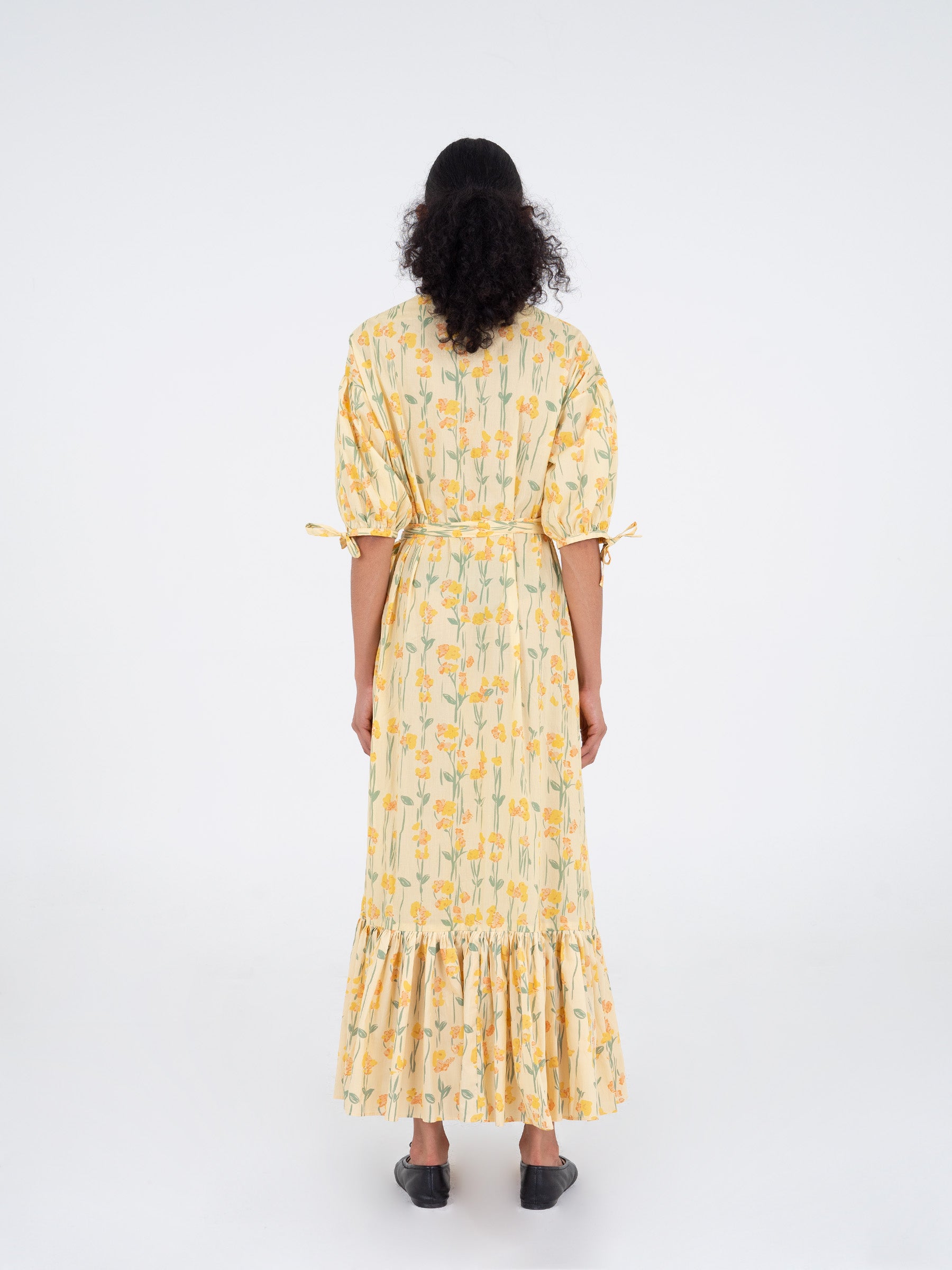 Iris Yellow Floral Print Dress vestidos