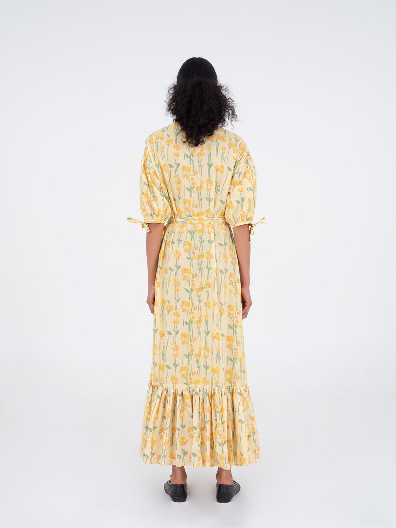 Iris Yellow Floral Print Dress vestidos