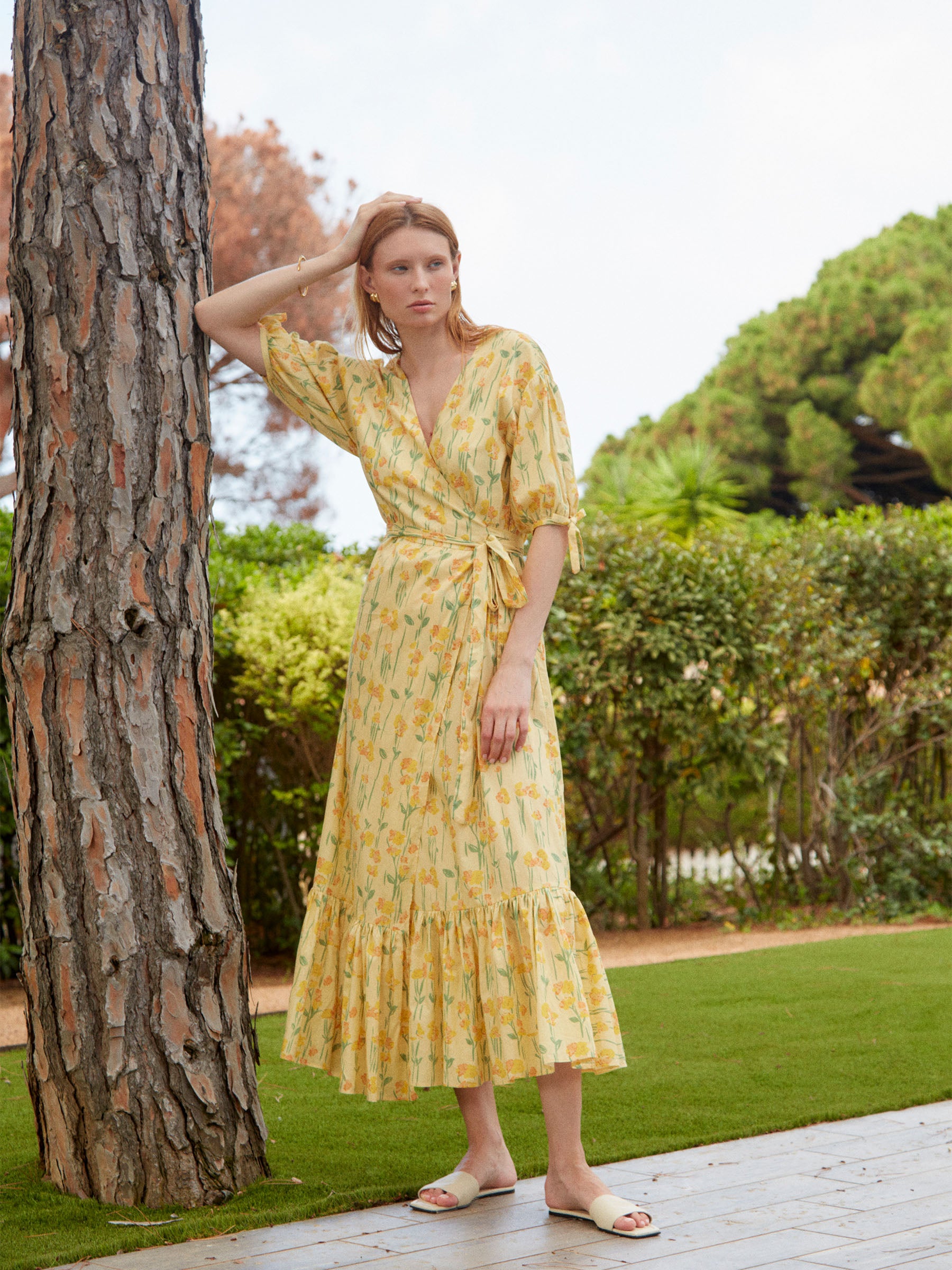 Iris Yellow Floral Print Dress vestidos