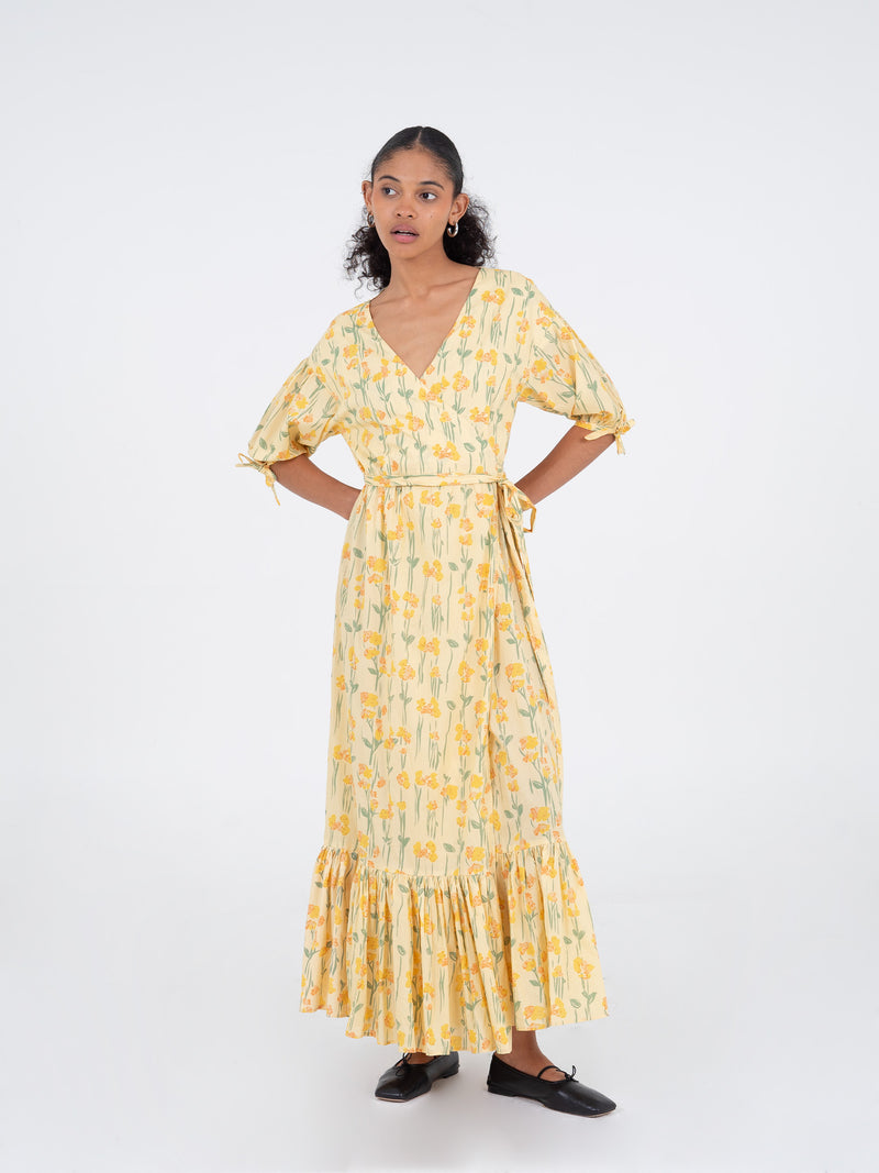 Iris Yellow Floral Print Dress vestidos
