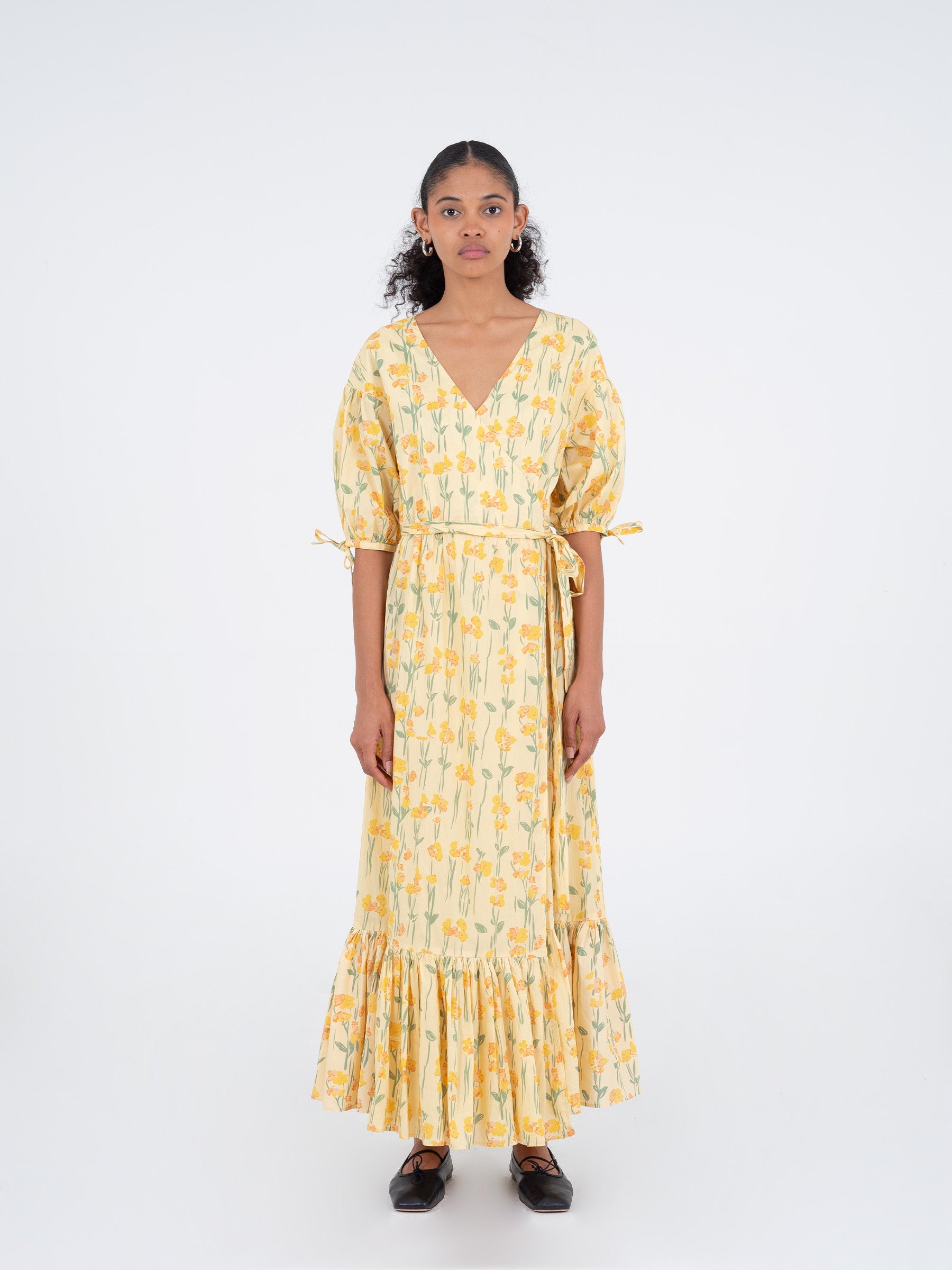 Iris Yellow Floral Print Dress vestidos