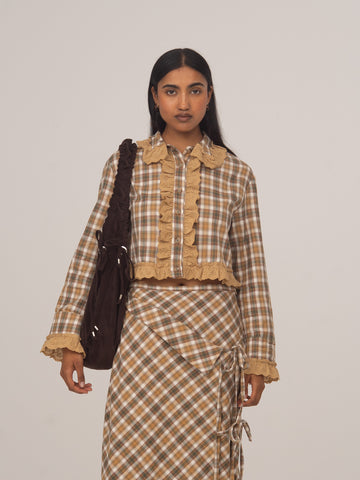 Willow Brown Plaid Crop Shirt 