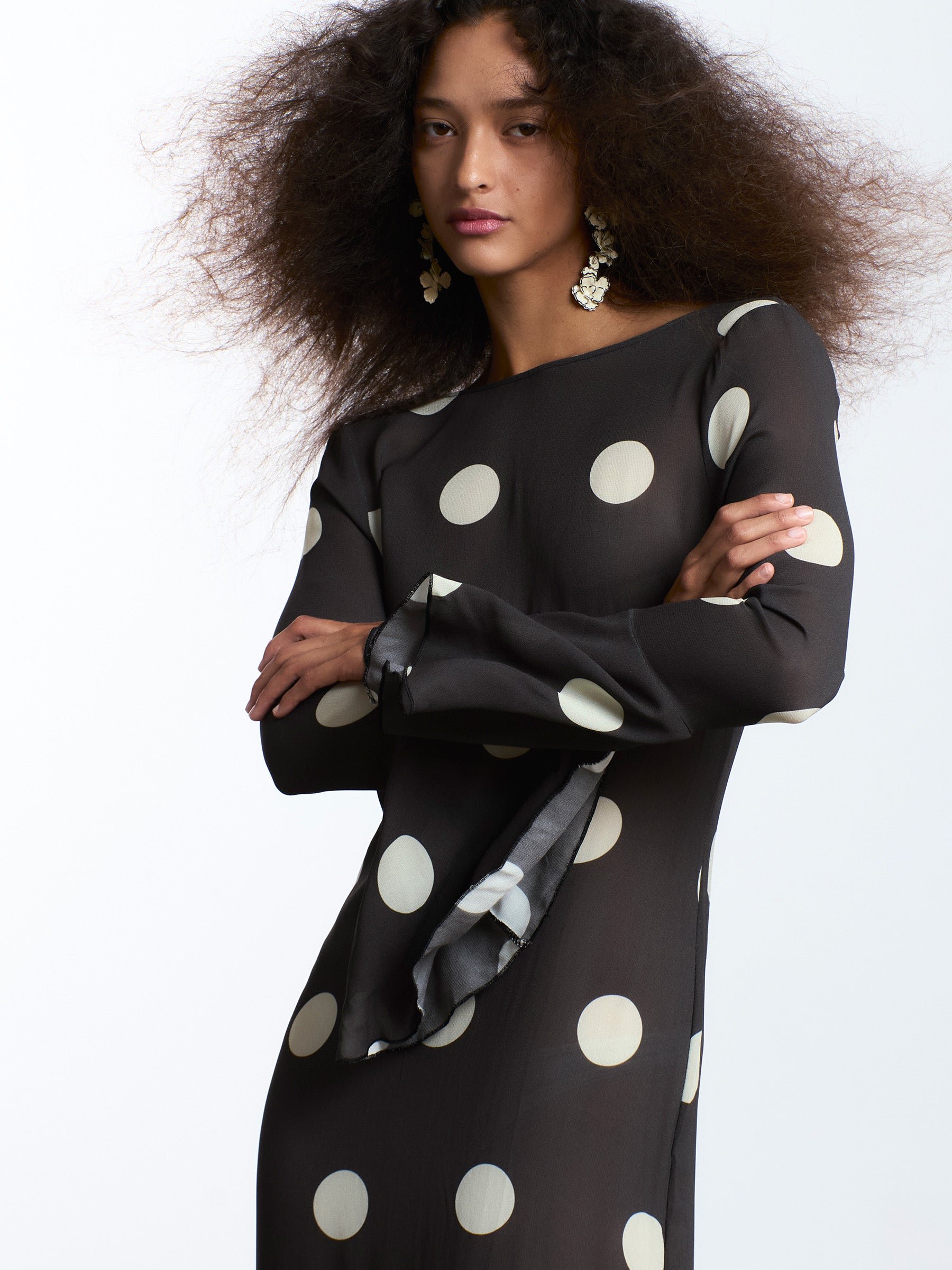 7 for all mankind brown polka dot dress Elana Dress