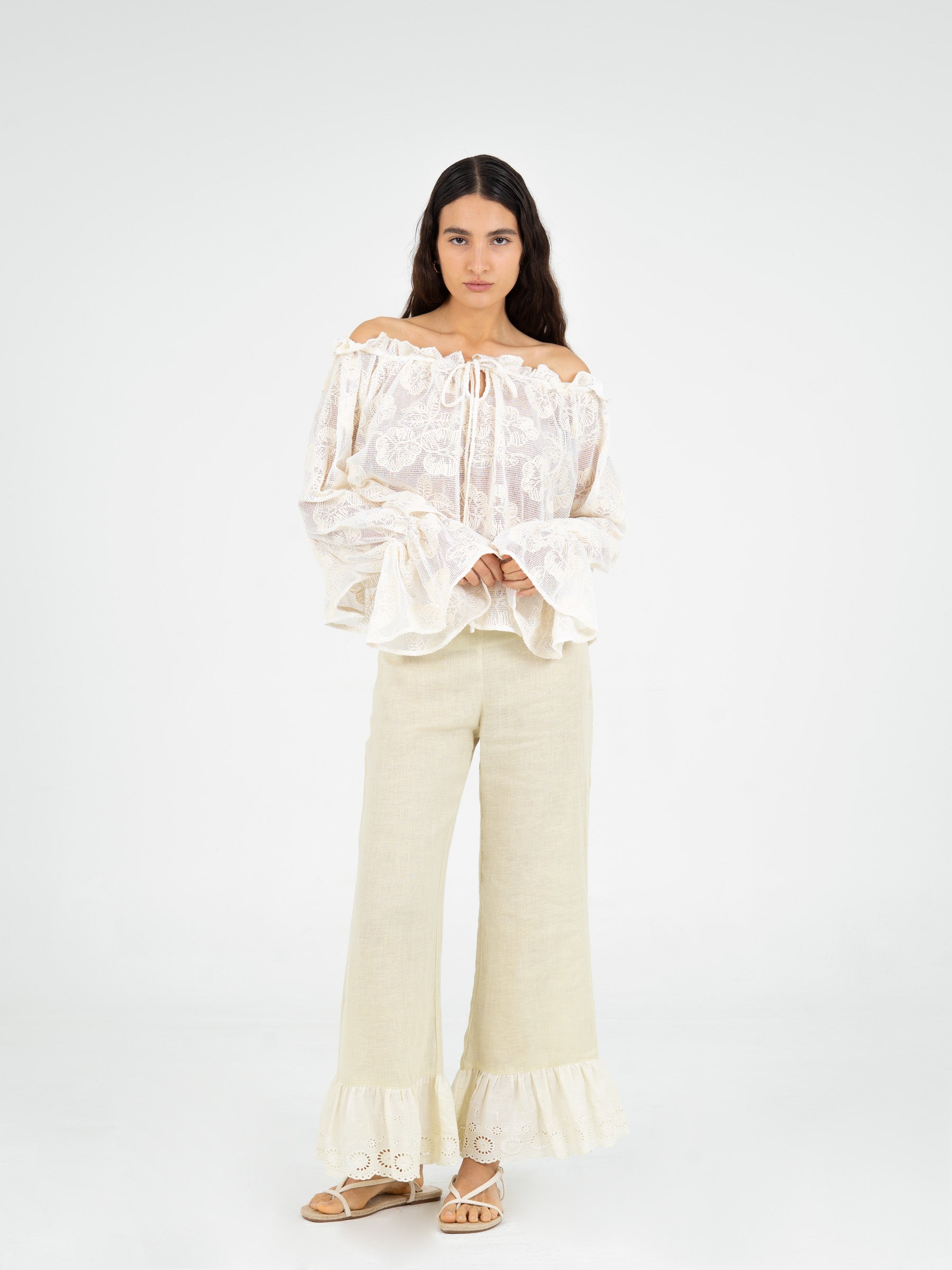 Joy Mesh White Top camisas y camisetas