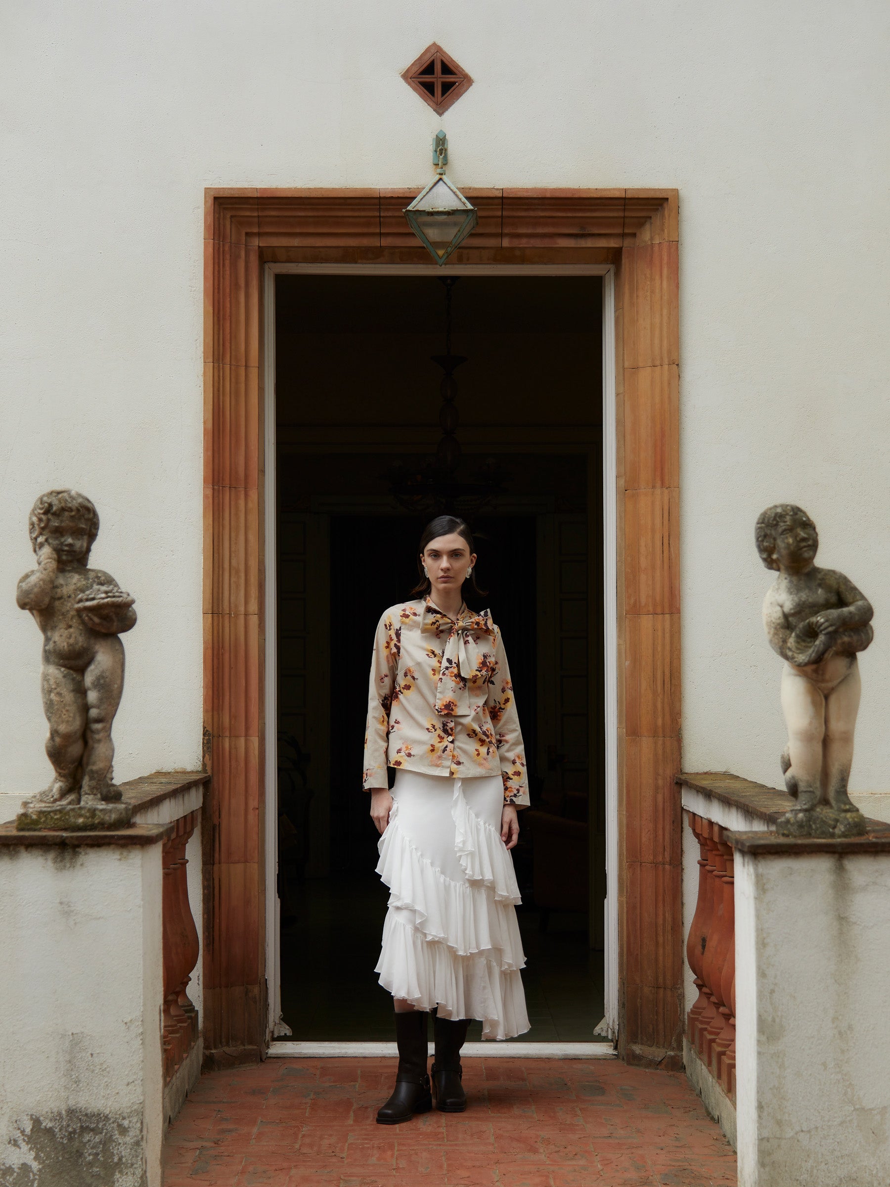 Juliette Floral Print Ribbon Blouse top