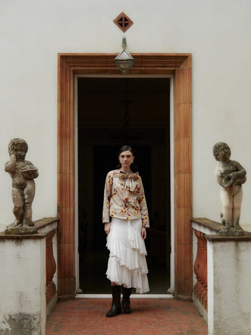 Juliette Floral Print Ribbon Blouse