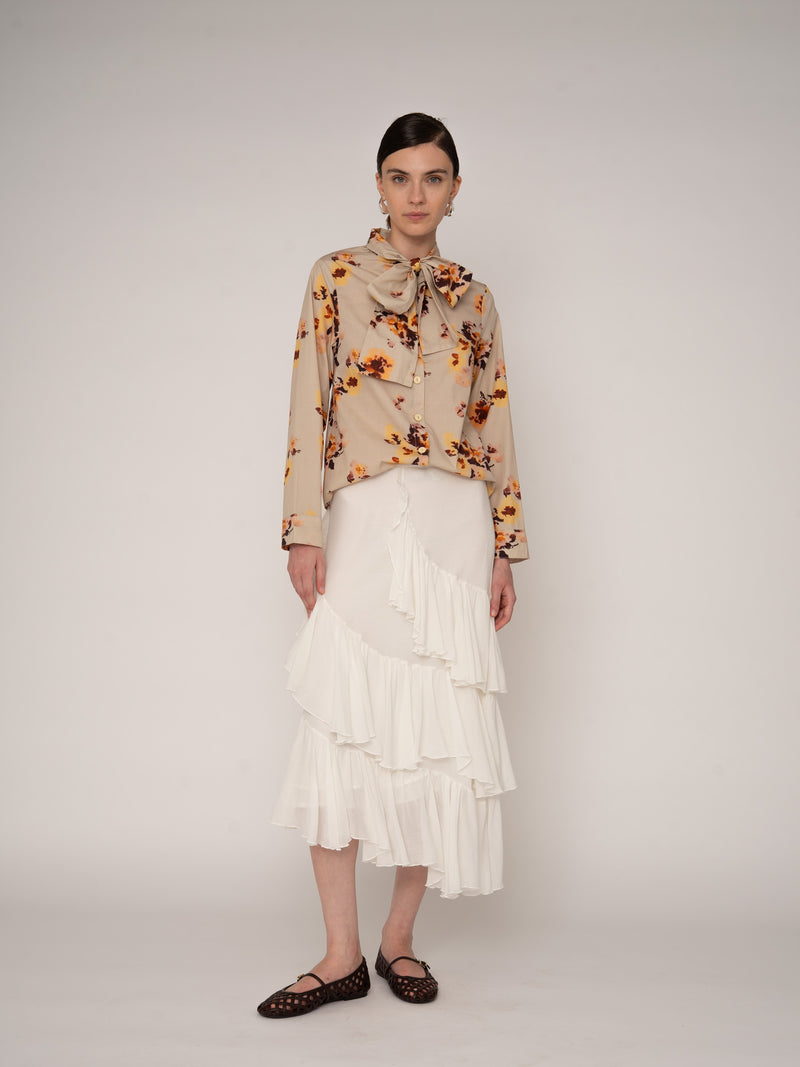 Juliette Floral Print Ribbon Blouse top