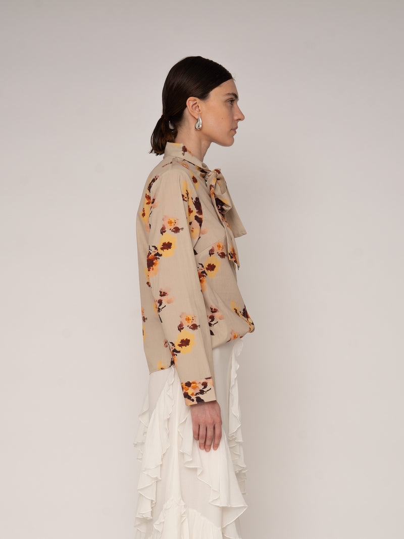 Juliette Floral Print Ribbon Blouse top