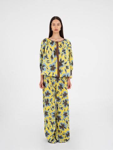 Lagoon Yellow Floral Print Top