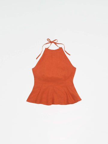 Leo Terracotta Linen Top