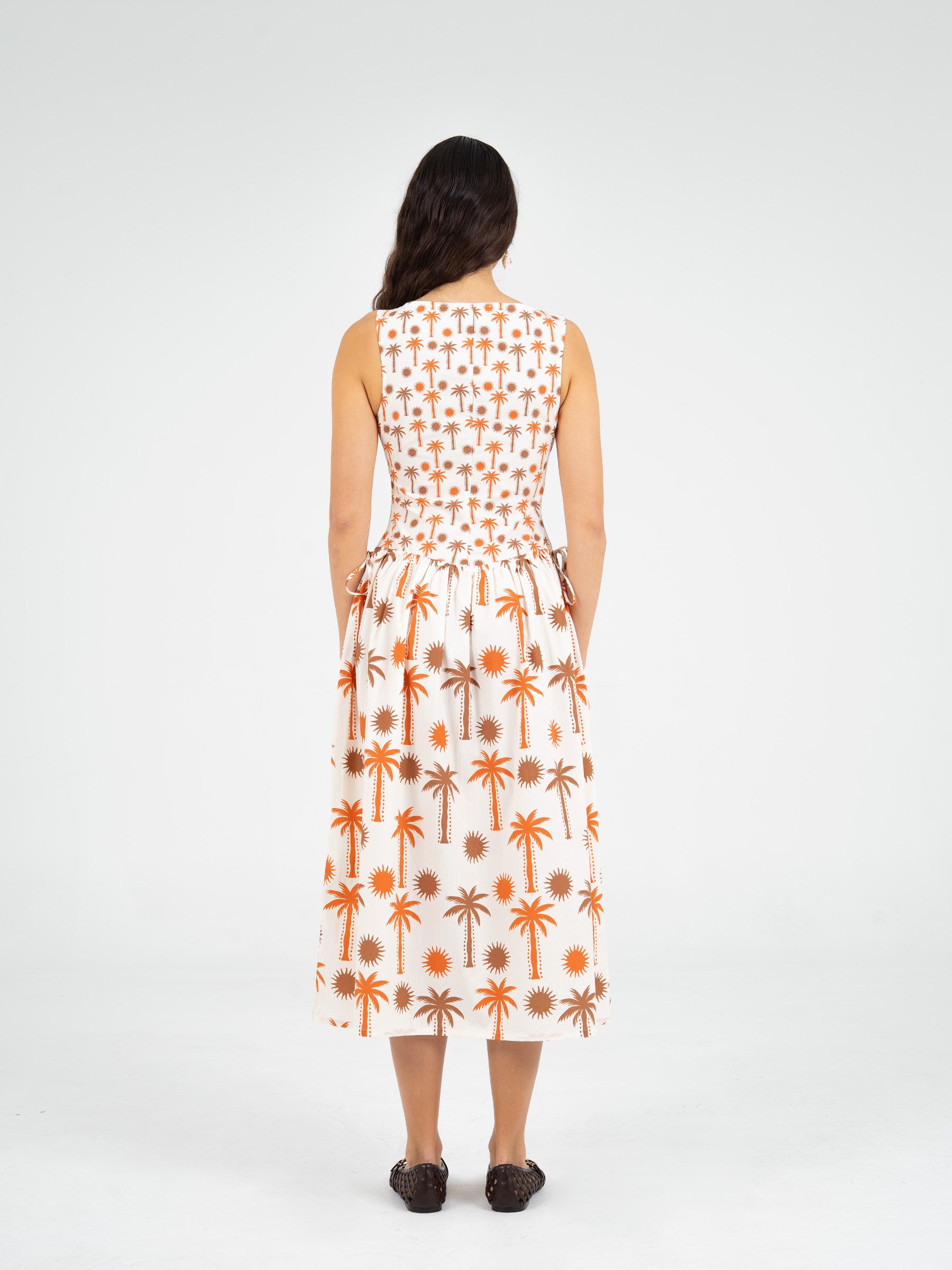 Leora Palm-Printed Dress vestidos