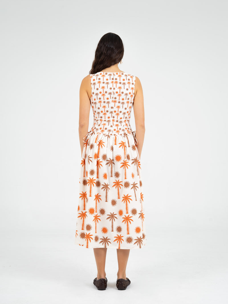 Leora Palm-Printed Dress vestidos