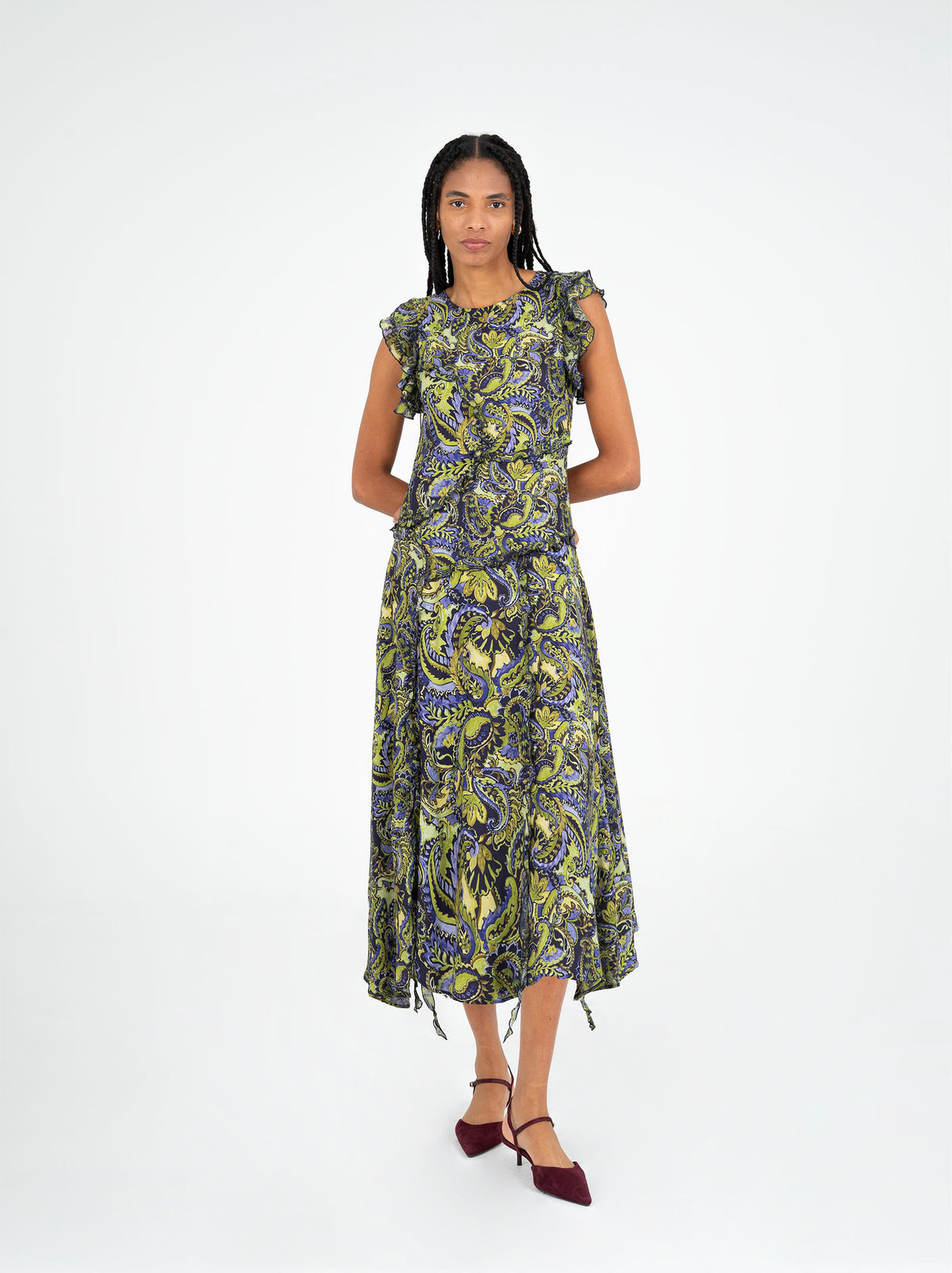 spell oracle midi dress Green floral with ruffles 2020 Morilee prom dresses ballet edit Choose Overlay Lace:Burgundy Lace #1 shimmering glass crystal embellishments