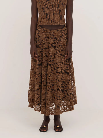 Lovers Brown Velvet Lace Occasion Skirt