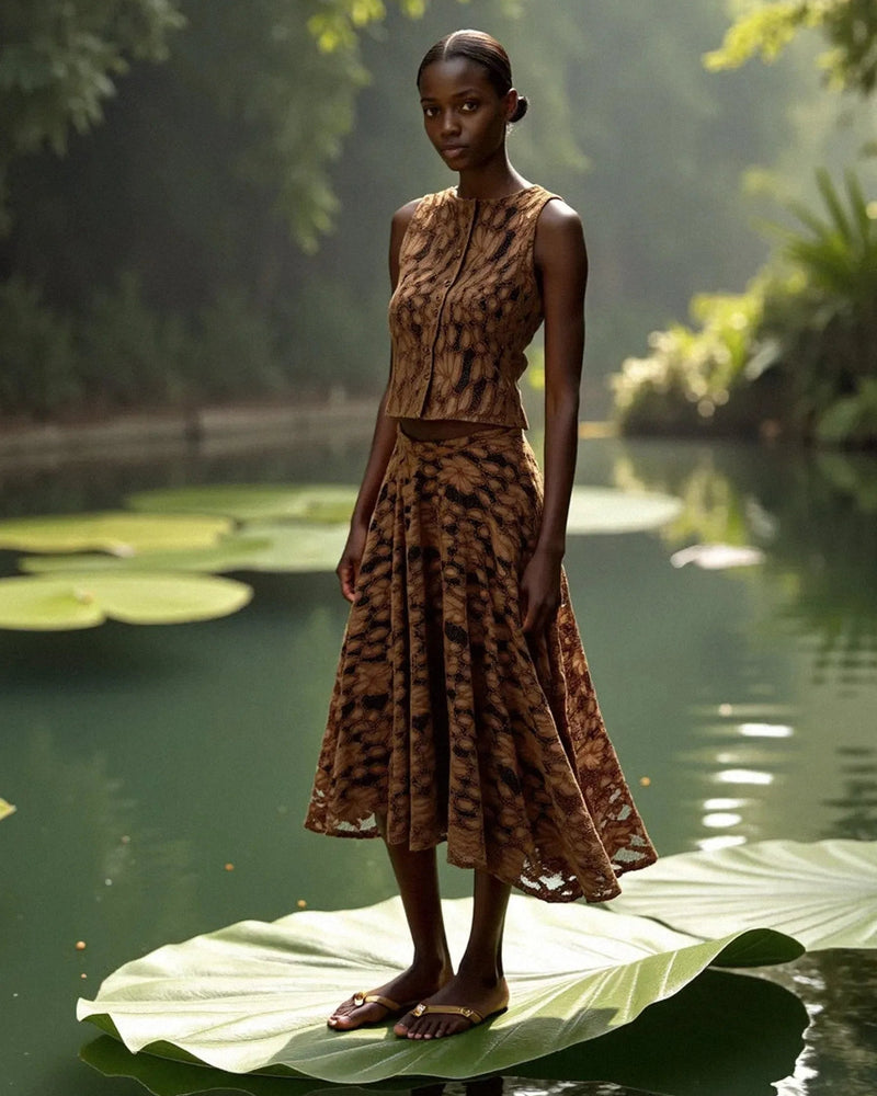 Lovers Brown Velvet Lace Occasion Top top