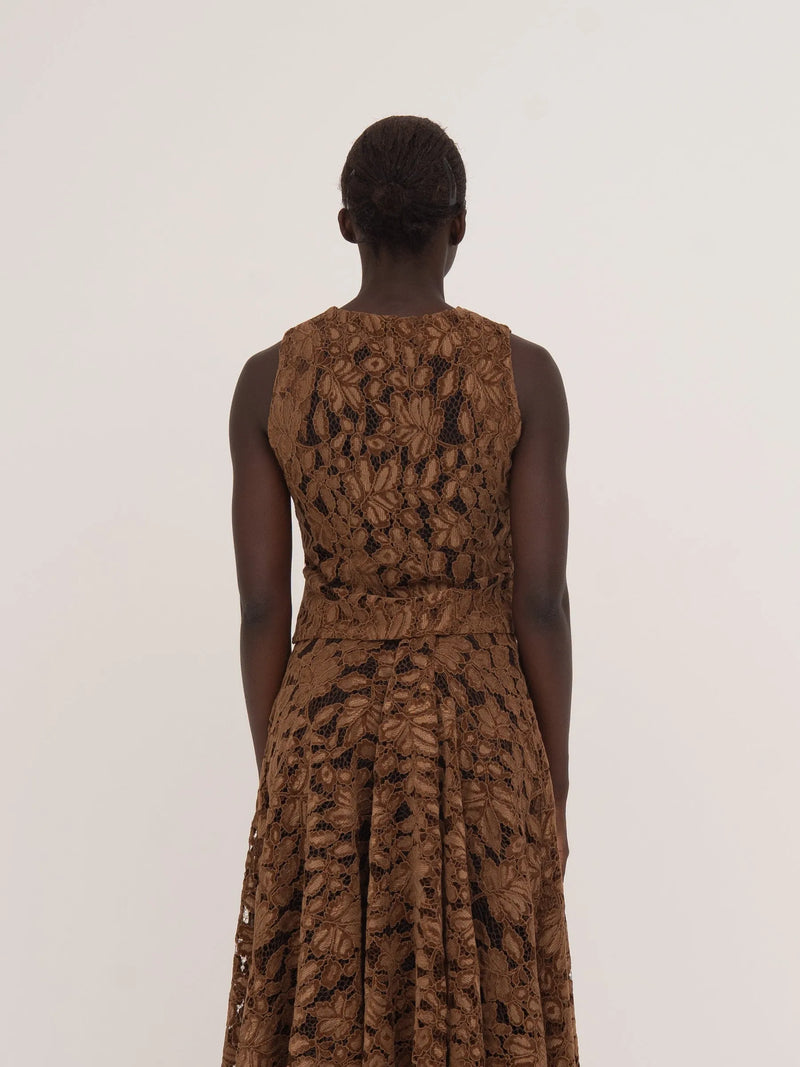 Lovers Brown Velvet Lace Occasion Top top