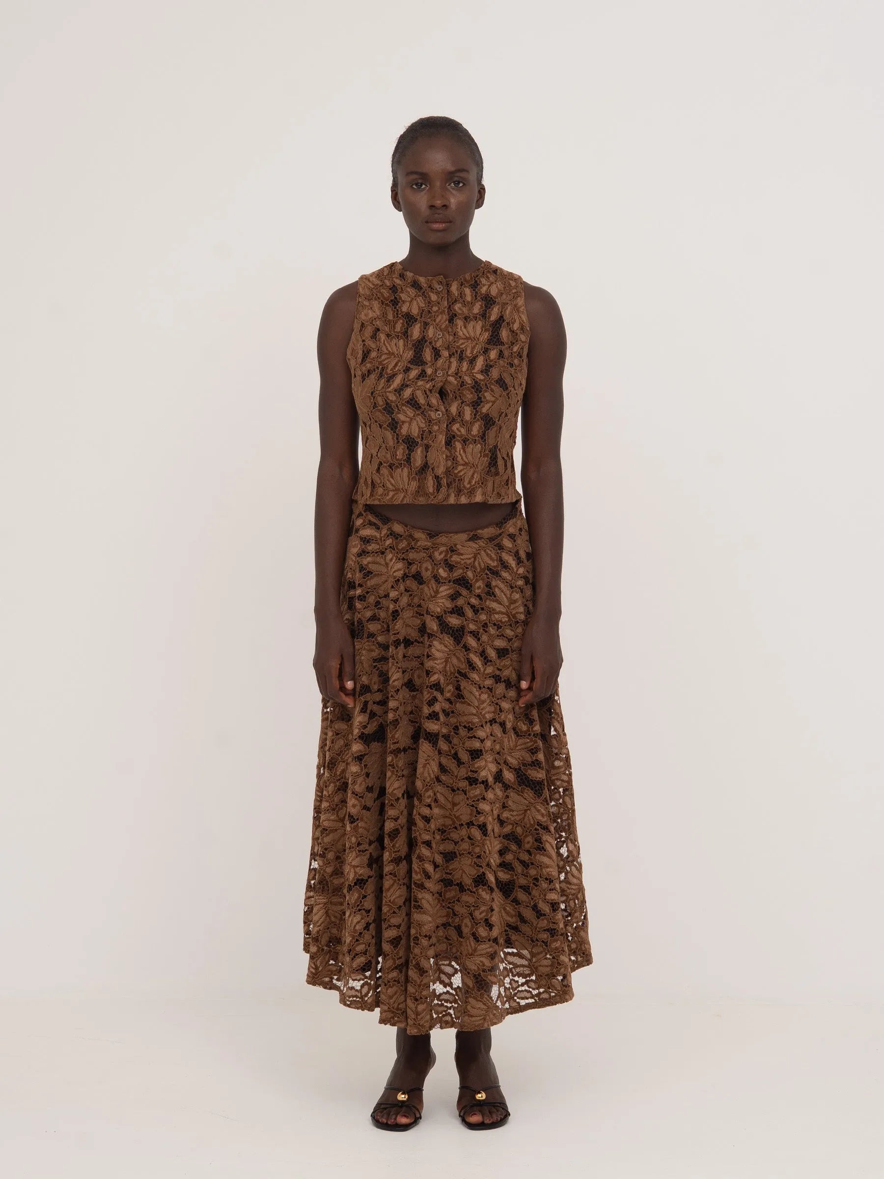 Lovers Brown Velvet Lace Occasion Top top