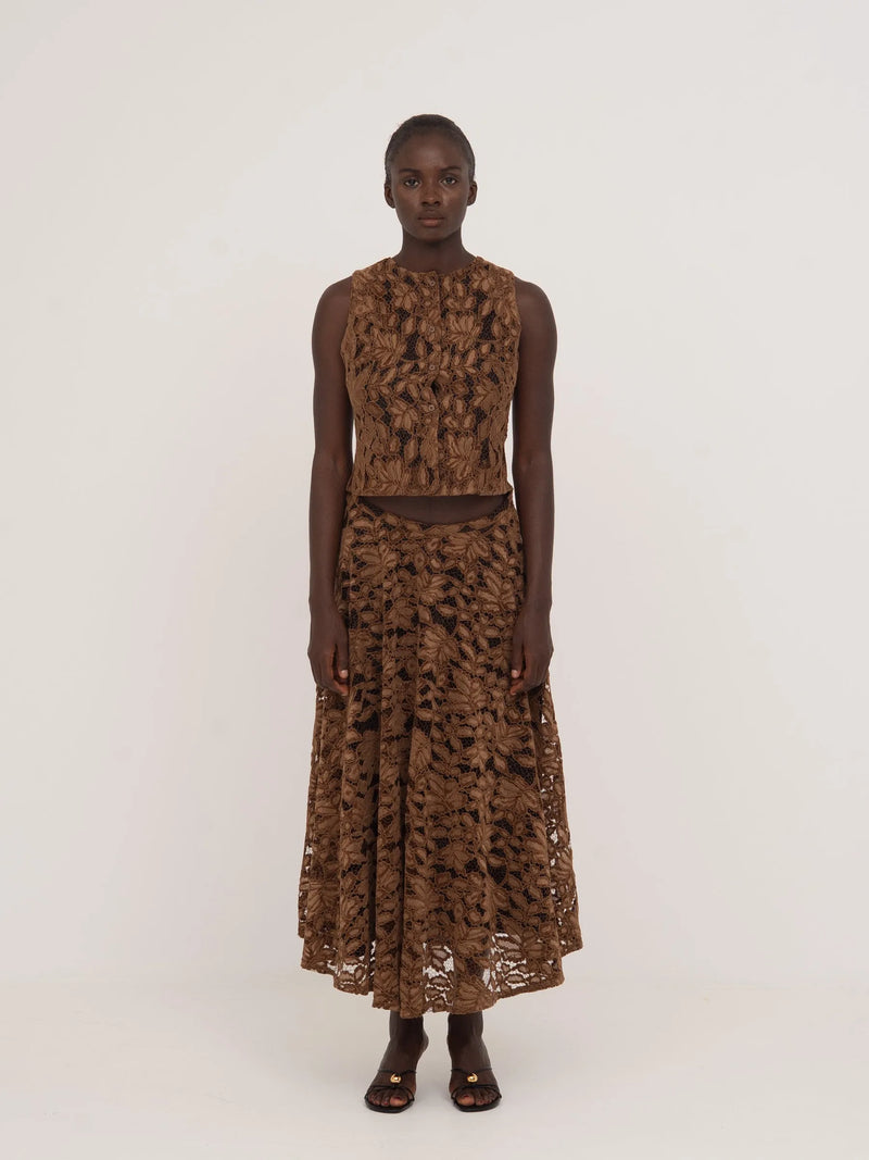 Lovers Brown Velvet Lace Occasion Top top