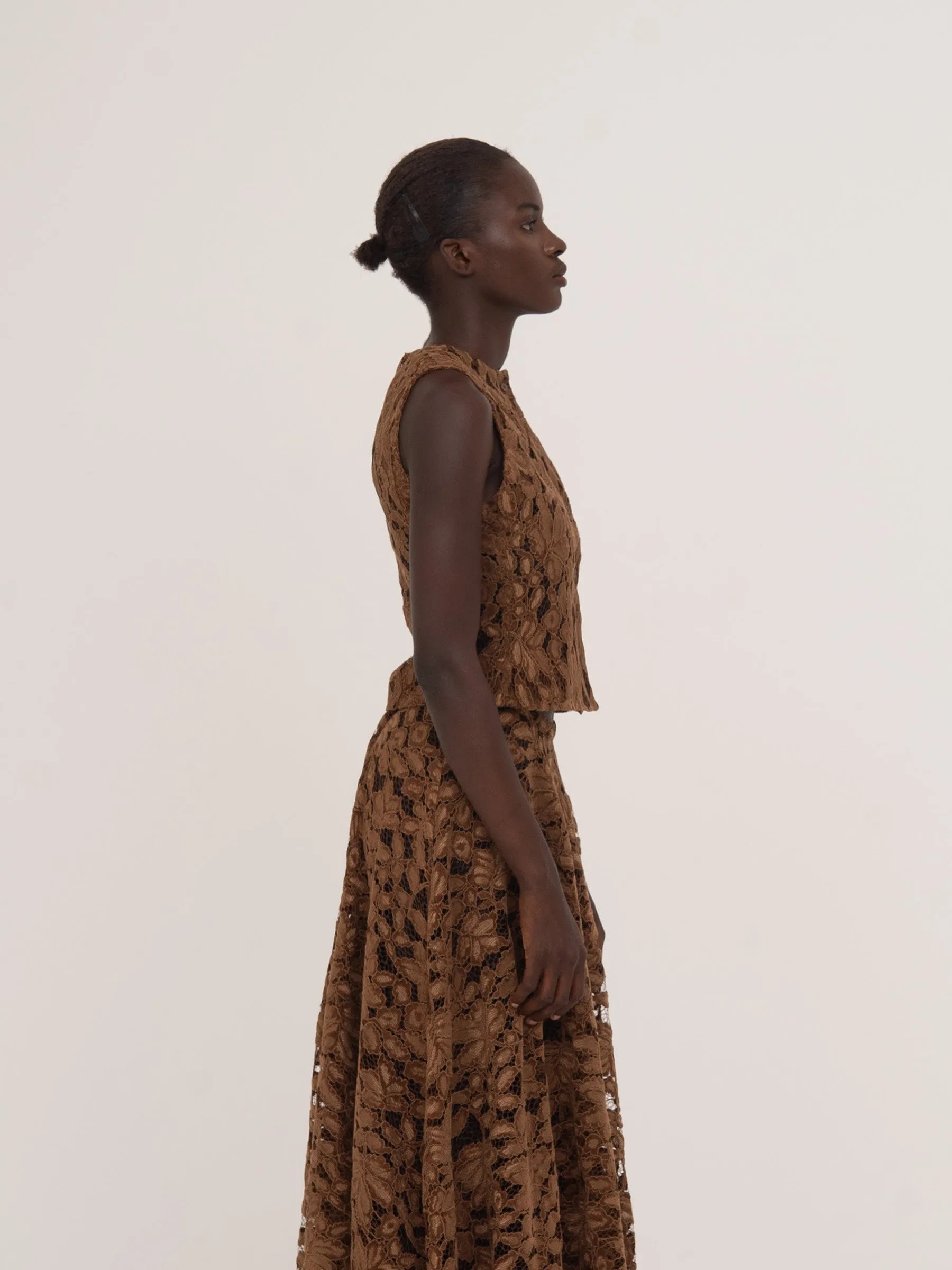 Lovers Brown Velvet Lace Occasion Top top