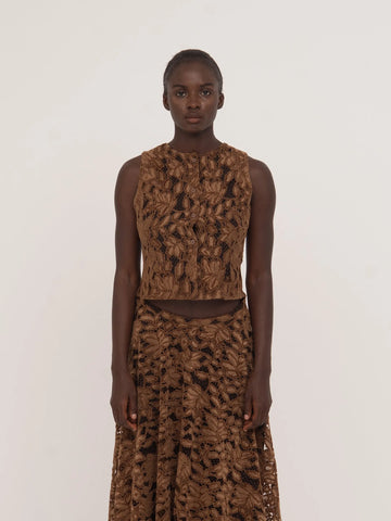 Lovers Brown Velvet Lace Occasion Top