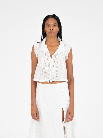 Lumora White Broderie Vest top