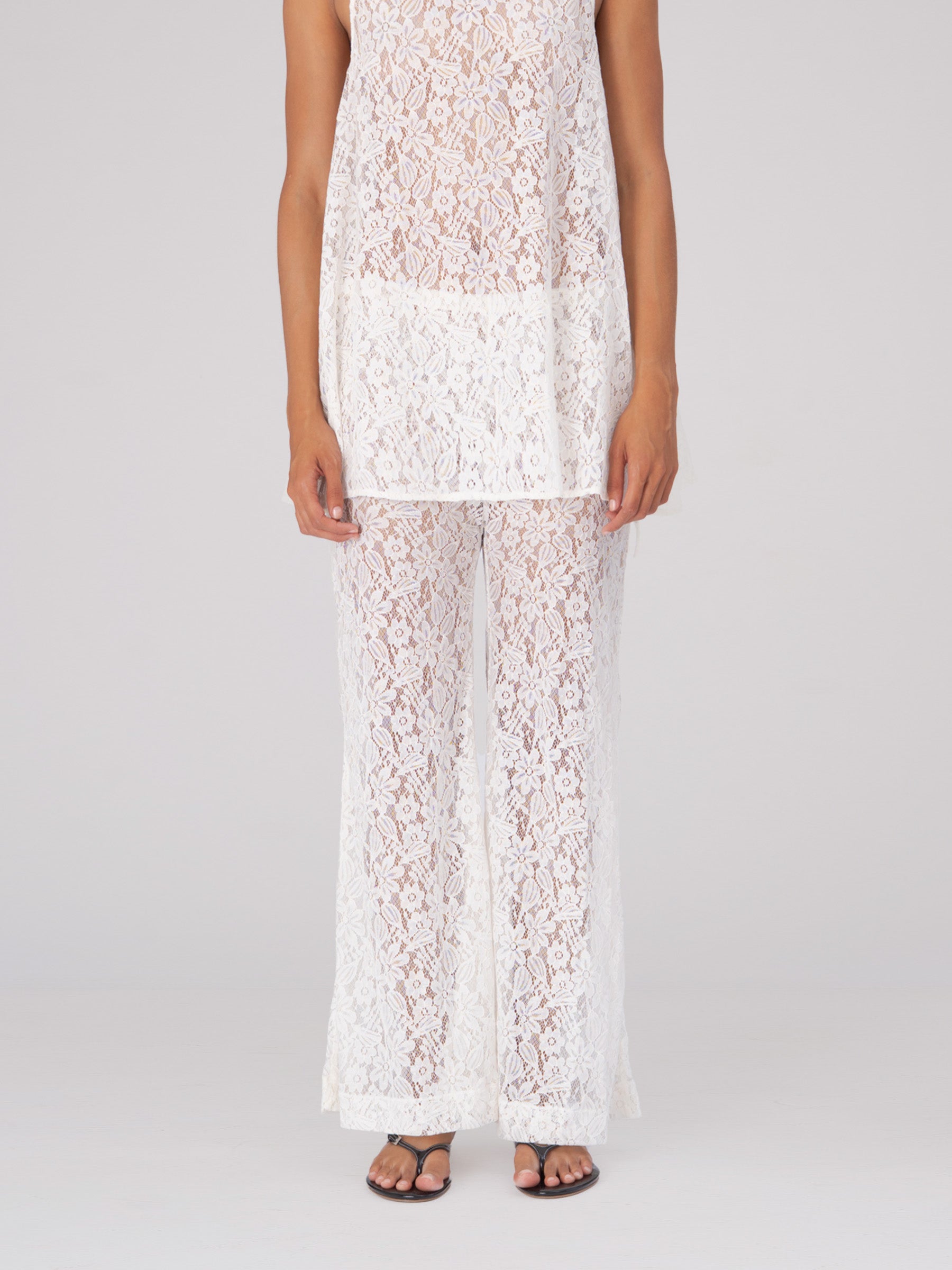 Luna White Lace Pants pantalones