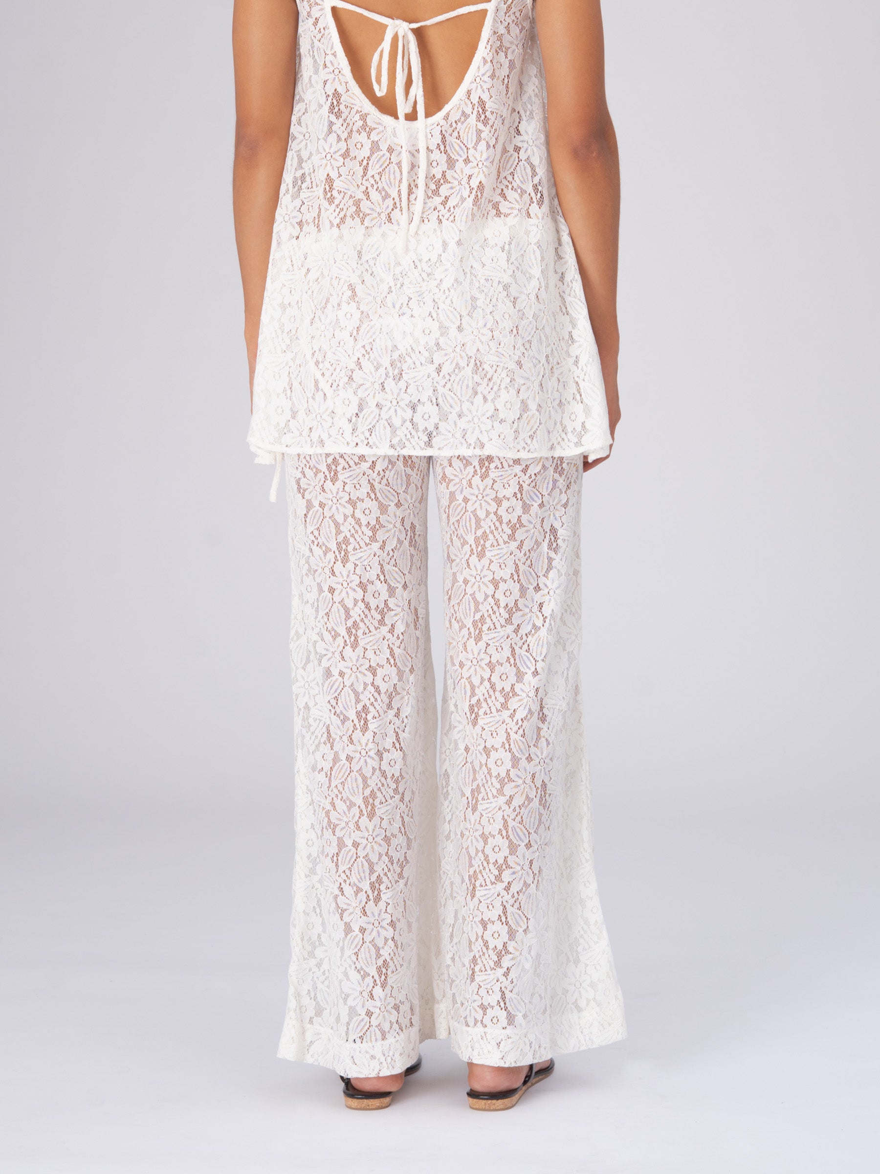Luna White Lace Pants pantalones