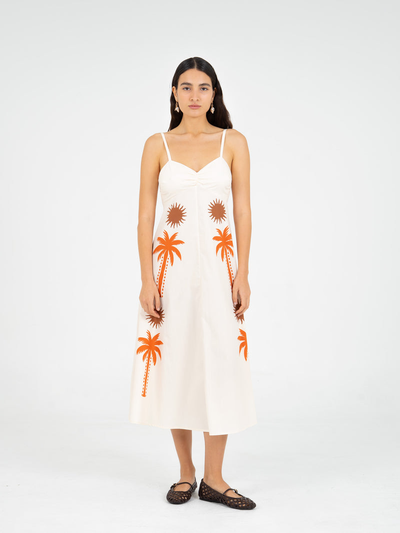 Lux Palm-Printed Dress vestidos
