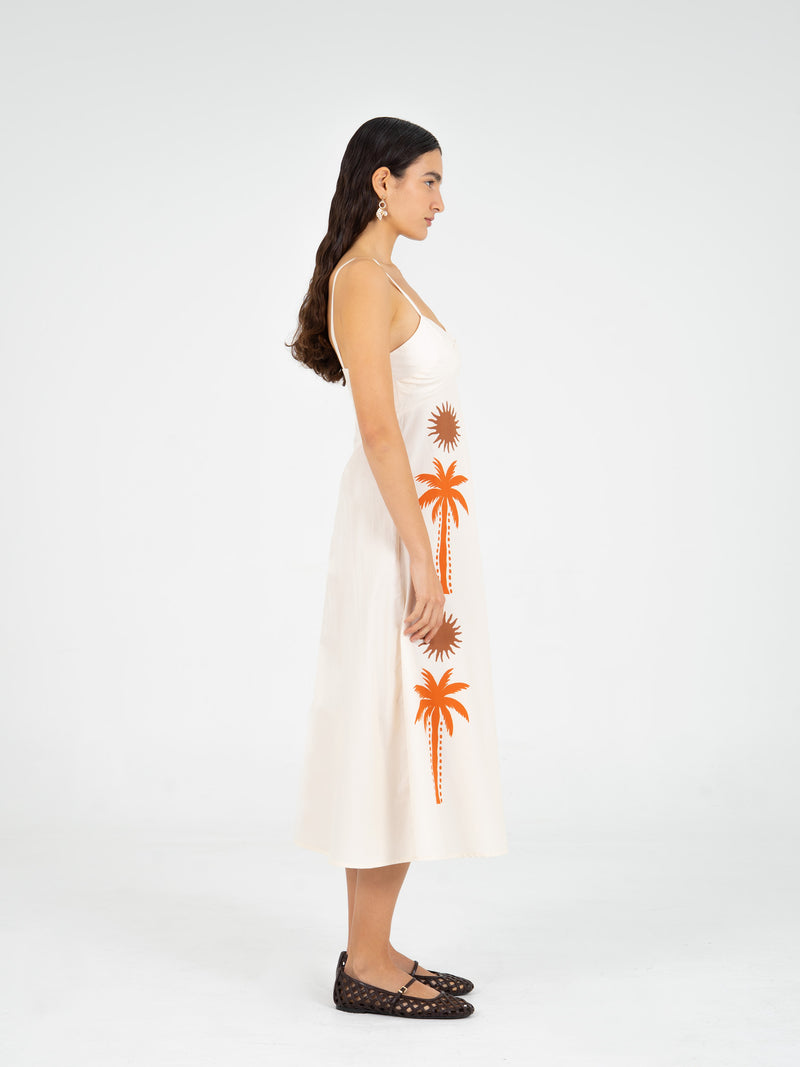 Lux Palm-Printed Dress vestidos