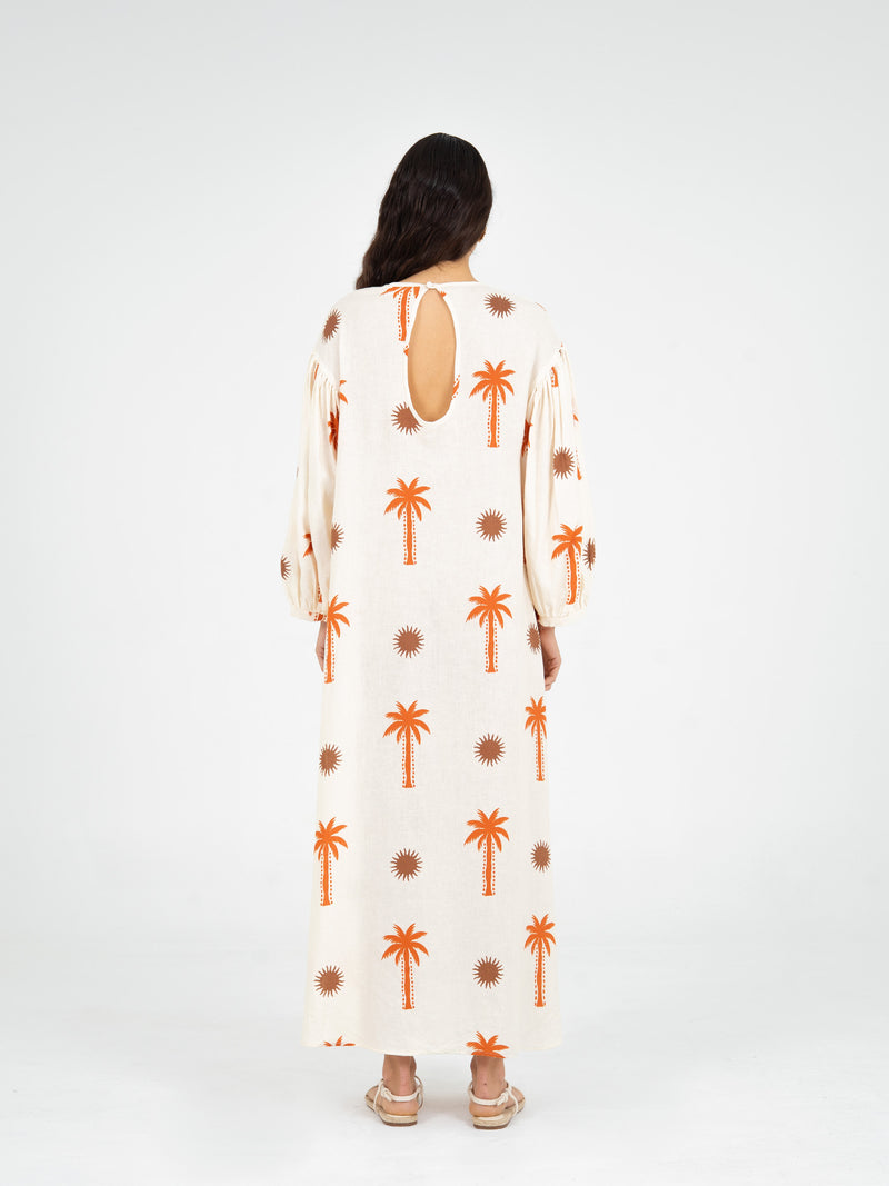 Lux Palm-Printed Maxi Dress top