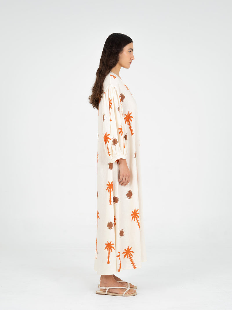 Lux Palm-Printed Maxi Dress top