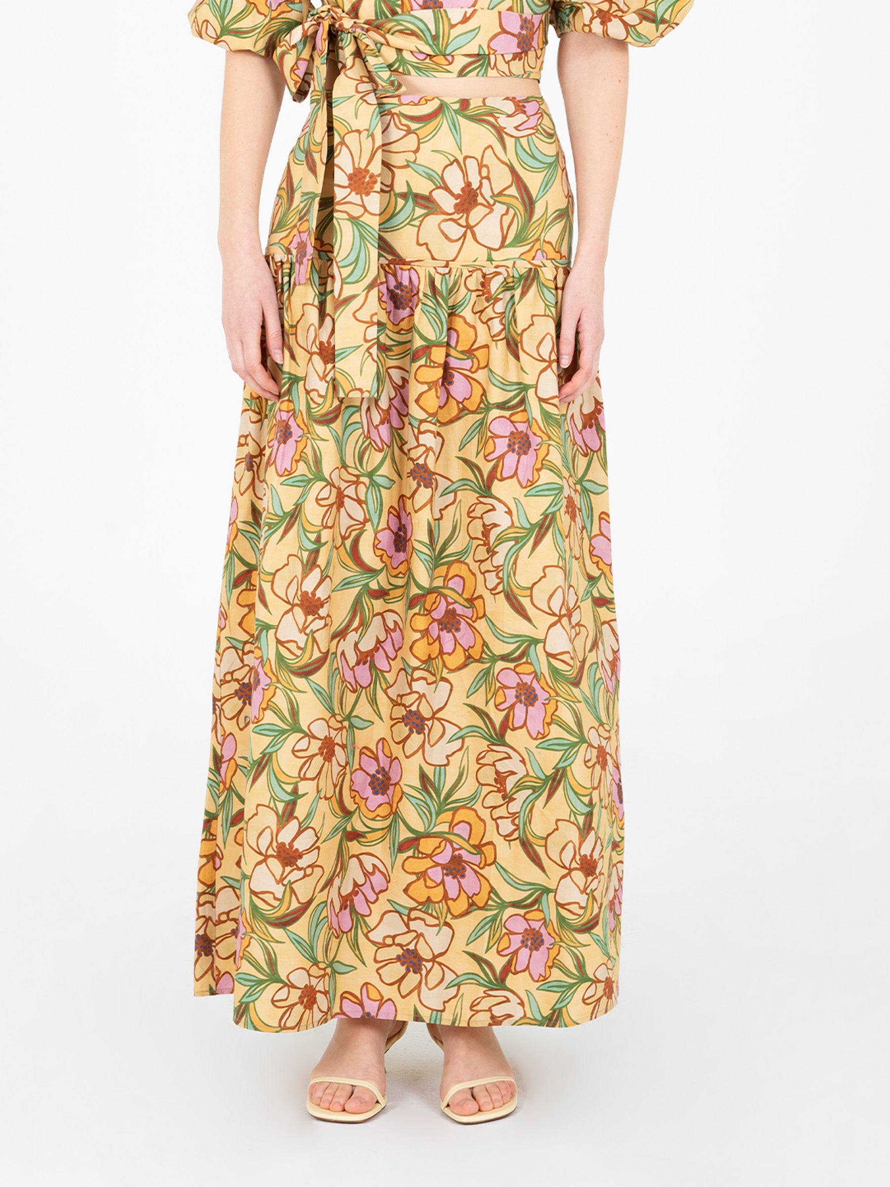 Lysandra Floral Print Maxi Skirt falda
