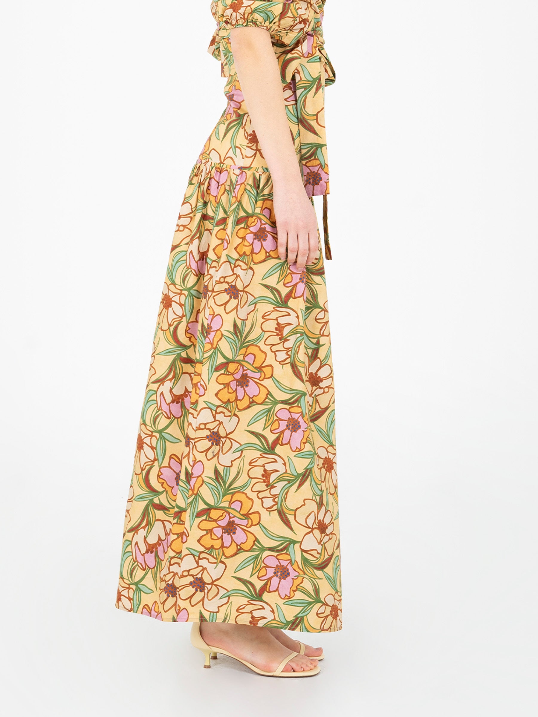 Lysandra Floral Print Maxi Skirt falda