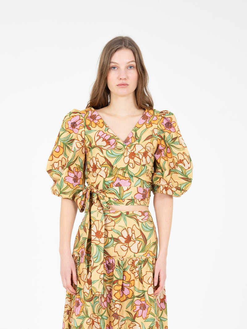 Lysandra Floral Print Wrap Top top