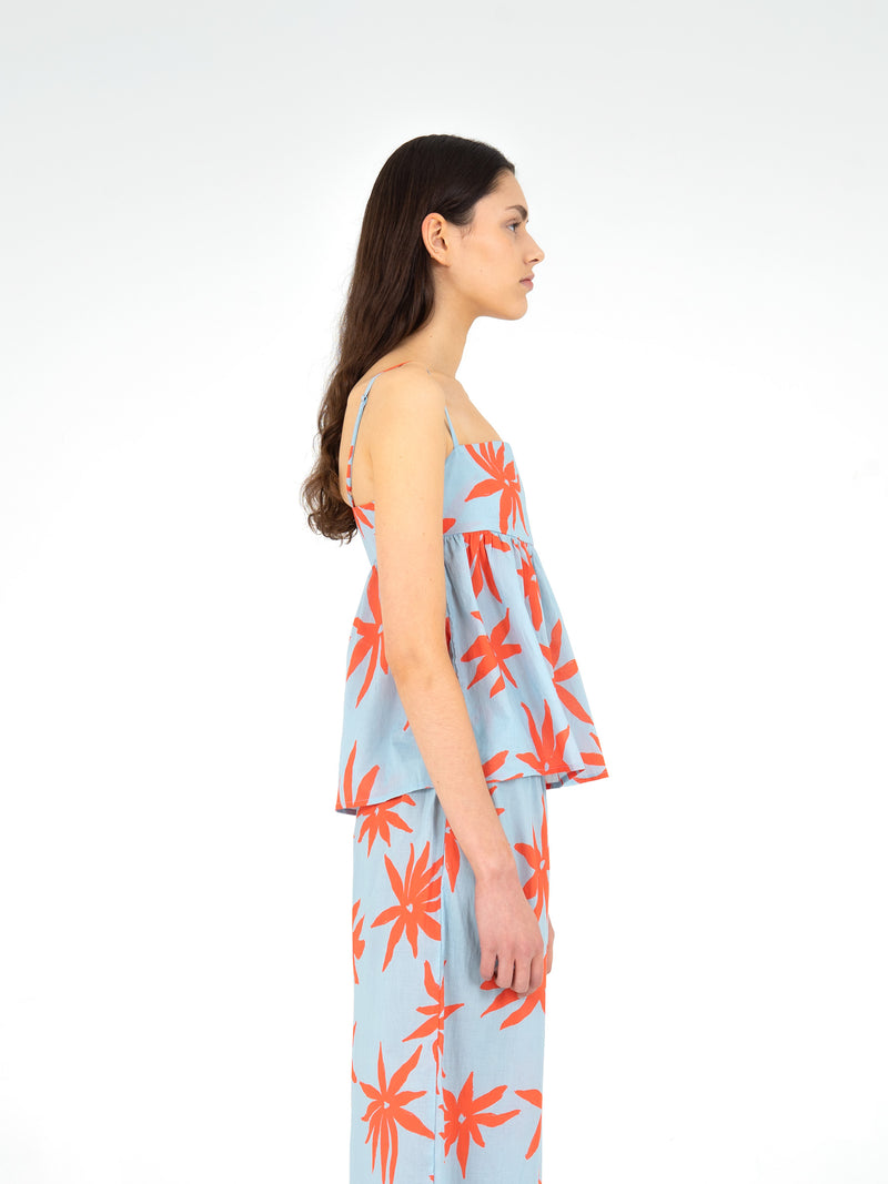 Magician Floral Print Blue Top camisas y camisetas