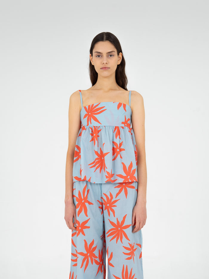 Magician Floral Print Blue Top