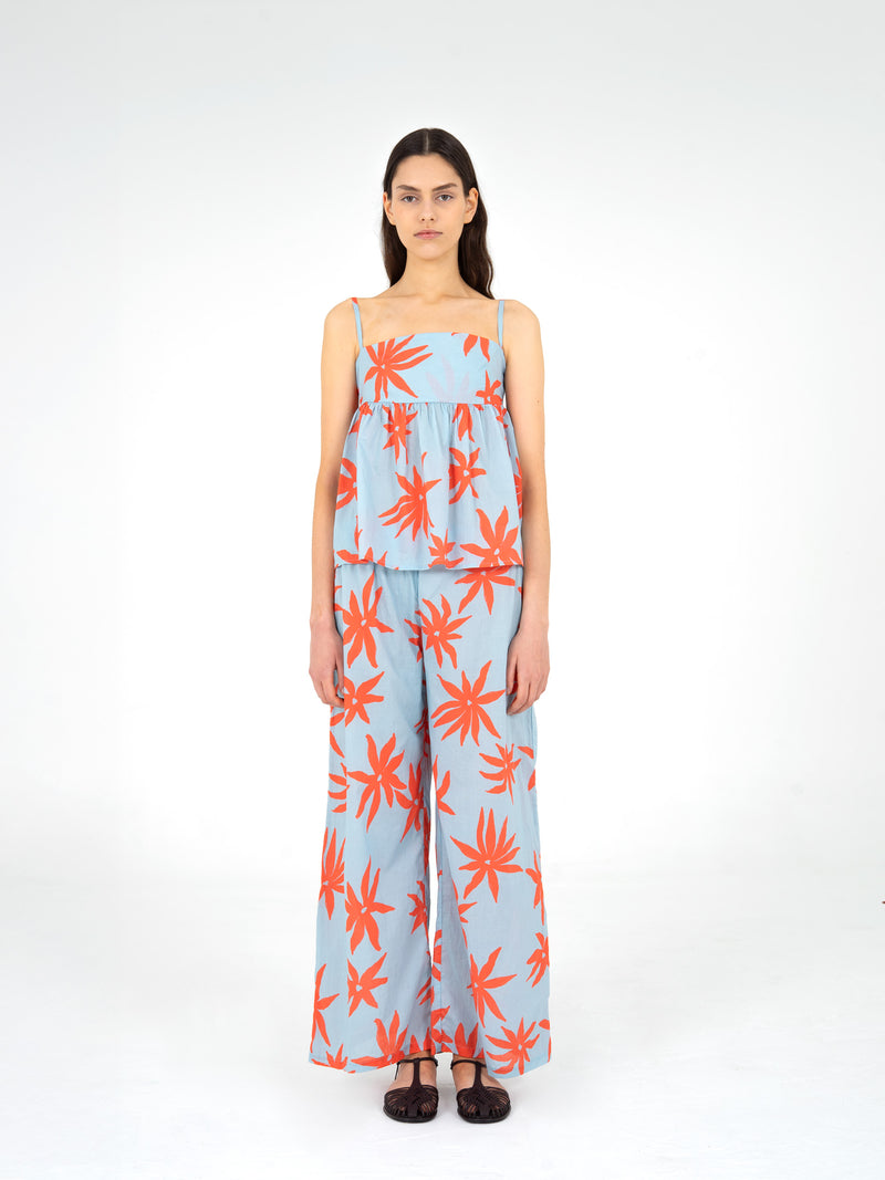 Magician Floral Print Blue Top camisas y camisetas