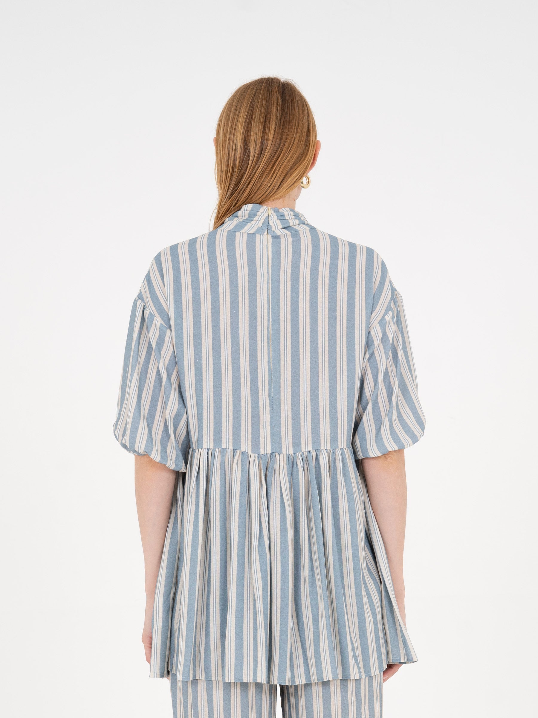 Manhattan Maxi Blue Striped Blouse camisas y camisetas