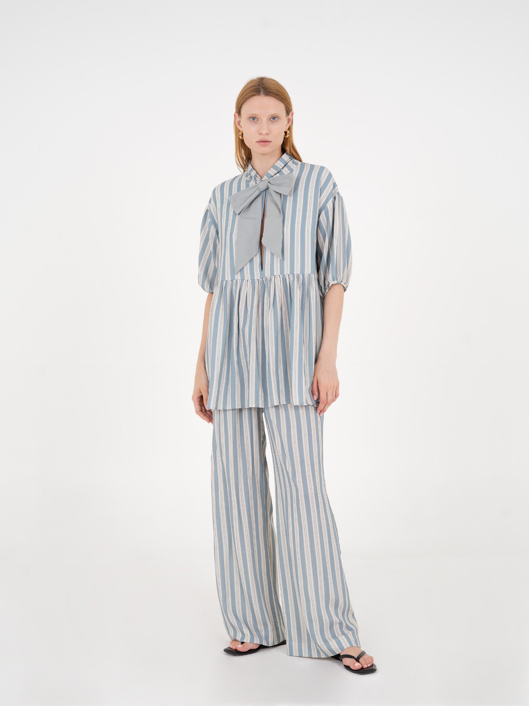Manhattan Maxi Blue Striped Blouse camisas y camisetas