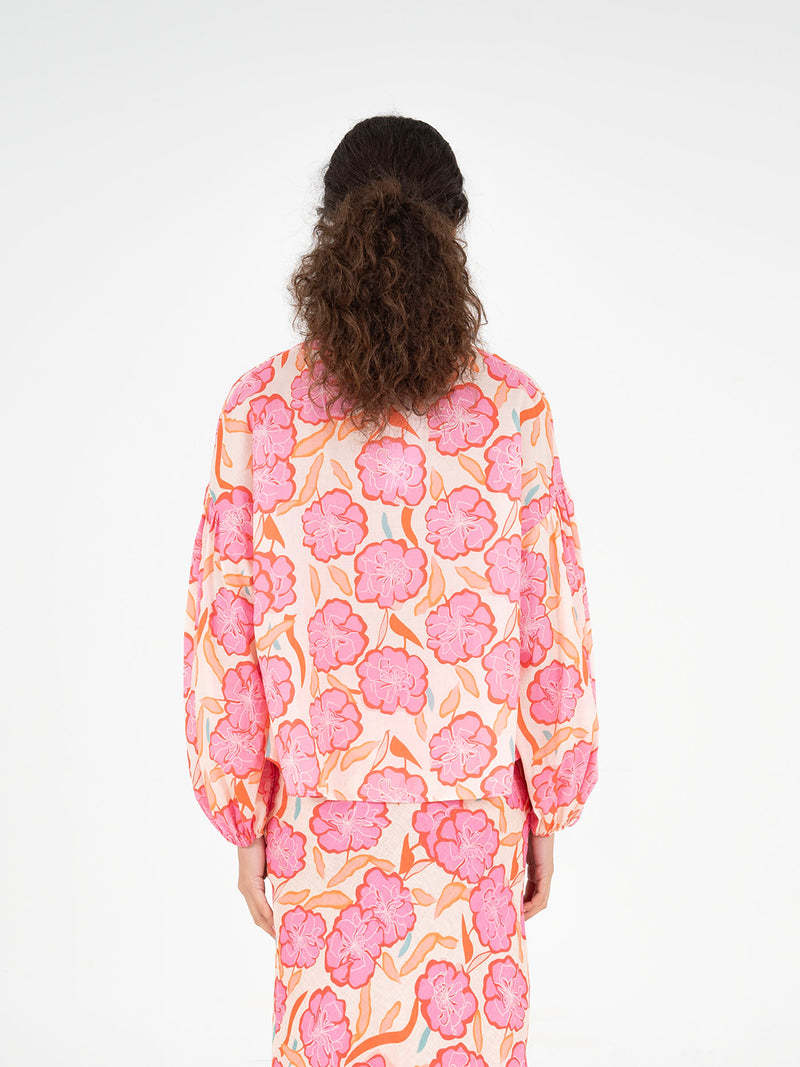 Marigold Pink Floral Print Blouse camisas y camisetas