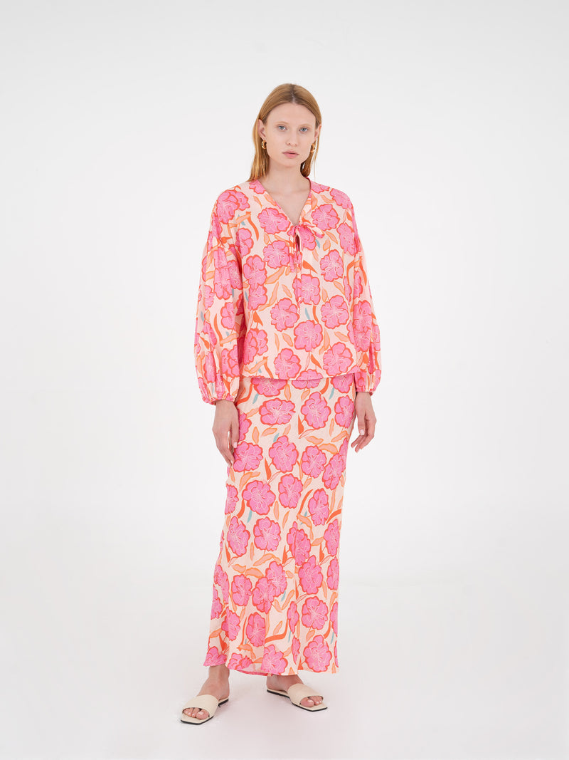 Marigold Pink Floral Print Blouse camisas y camisetas