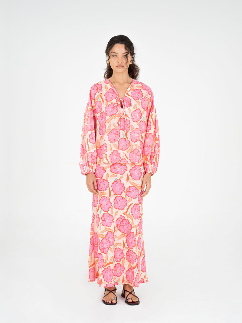 Marigold Pink Floral Print Blouse camisas y camisetas