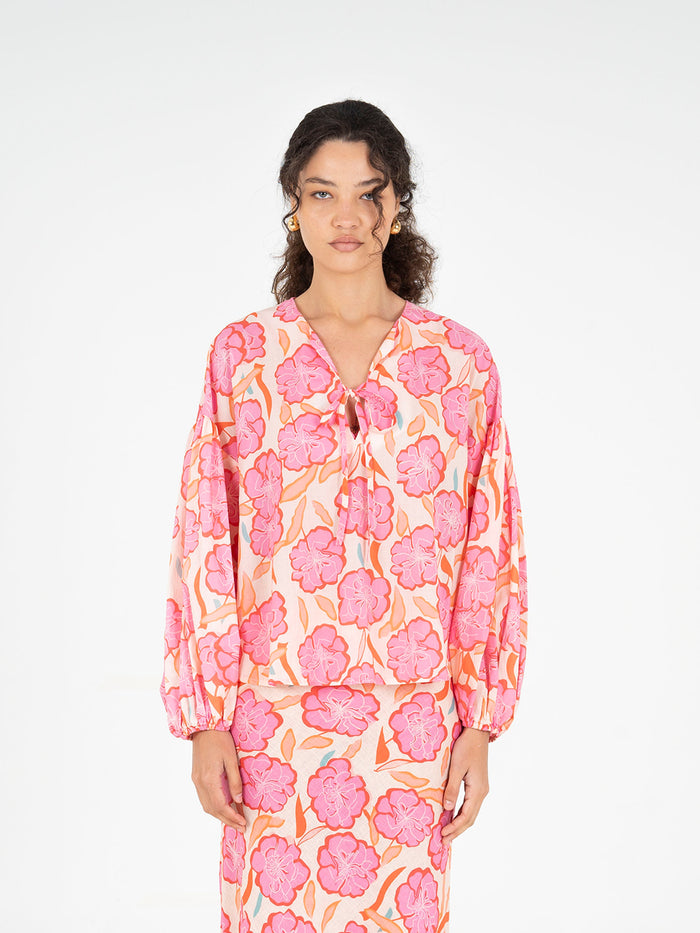 Marigold Pink Floral Print Blouse