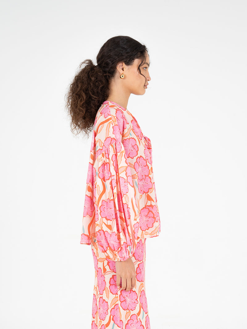 Marigold Pink Floral Print Blouse camisas y camisetas