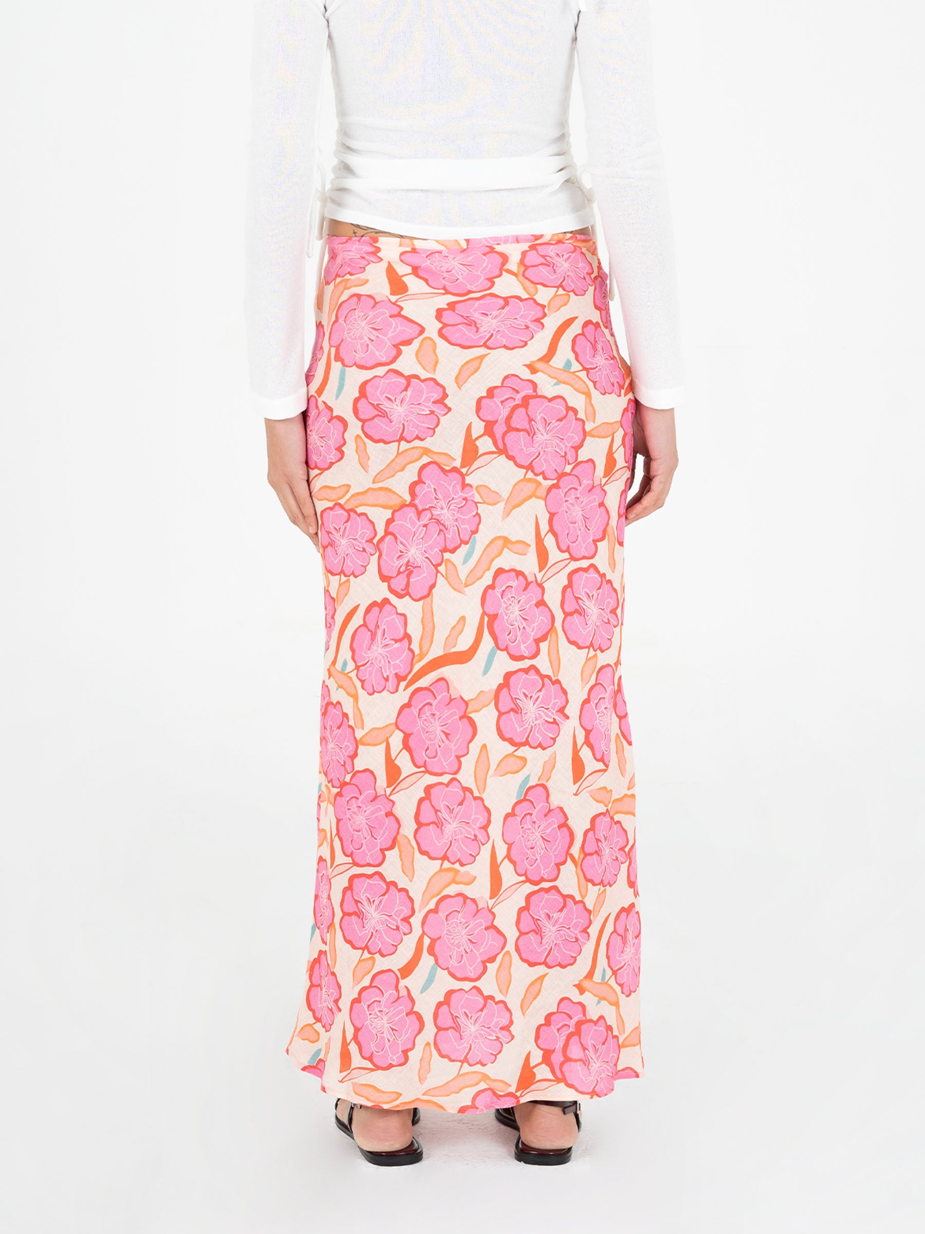 Marigold Pink Floral Print Skirt falda